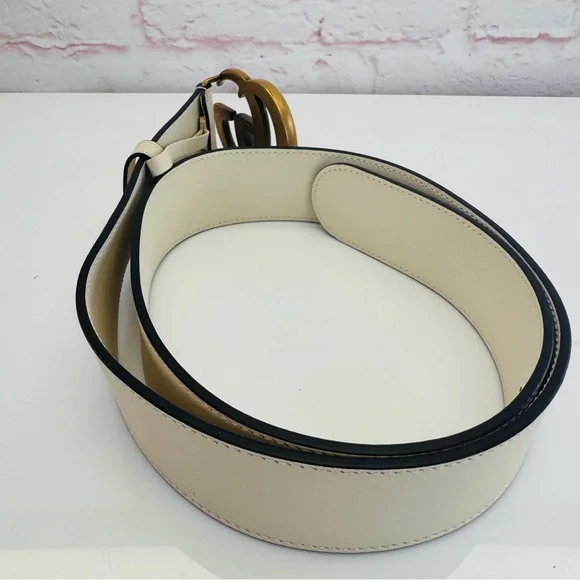 Gucci Gg Marmont White Leather Belt 400593 85/34